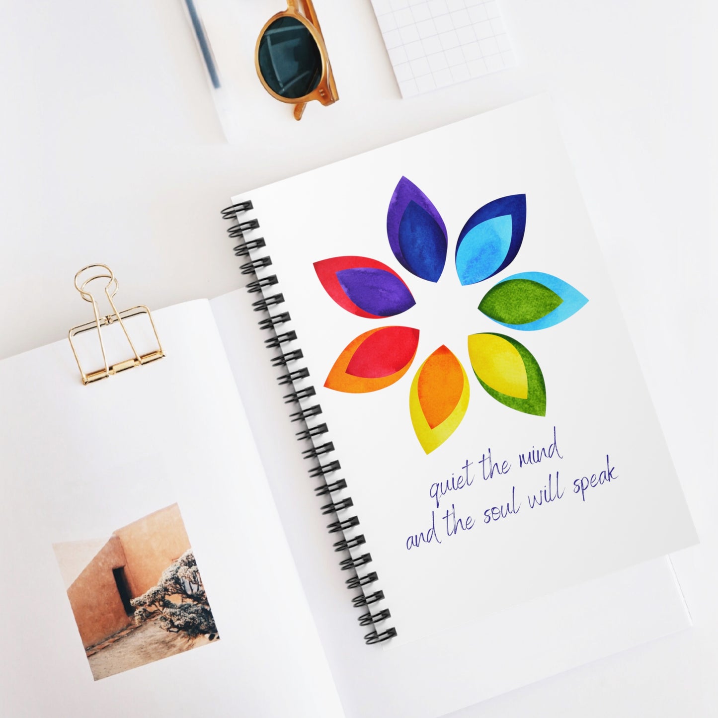 Spiral Notebook - Ruled Line - Rainbow Flower