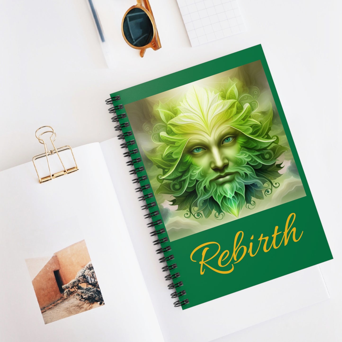 Spiral Notebook - Ruled Line - Green Man - rebirth