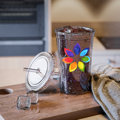 Acrylic Cup - Rainbow Flower - Quiet Your Mind and Your Soul Will Speak