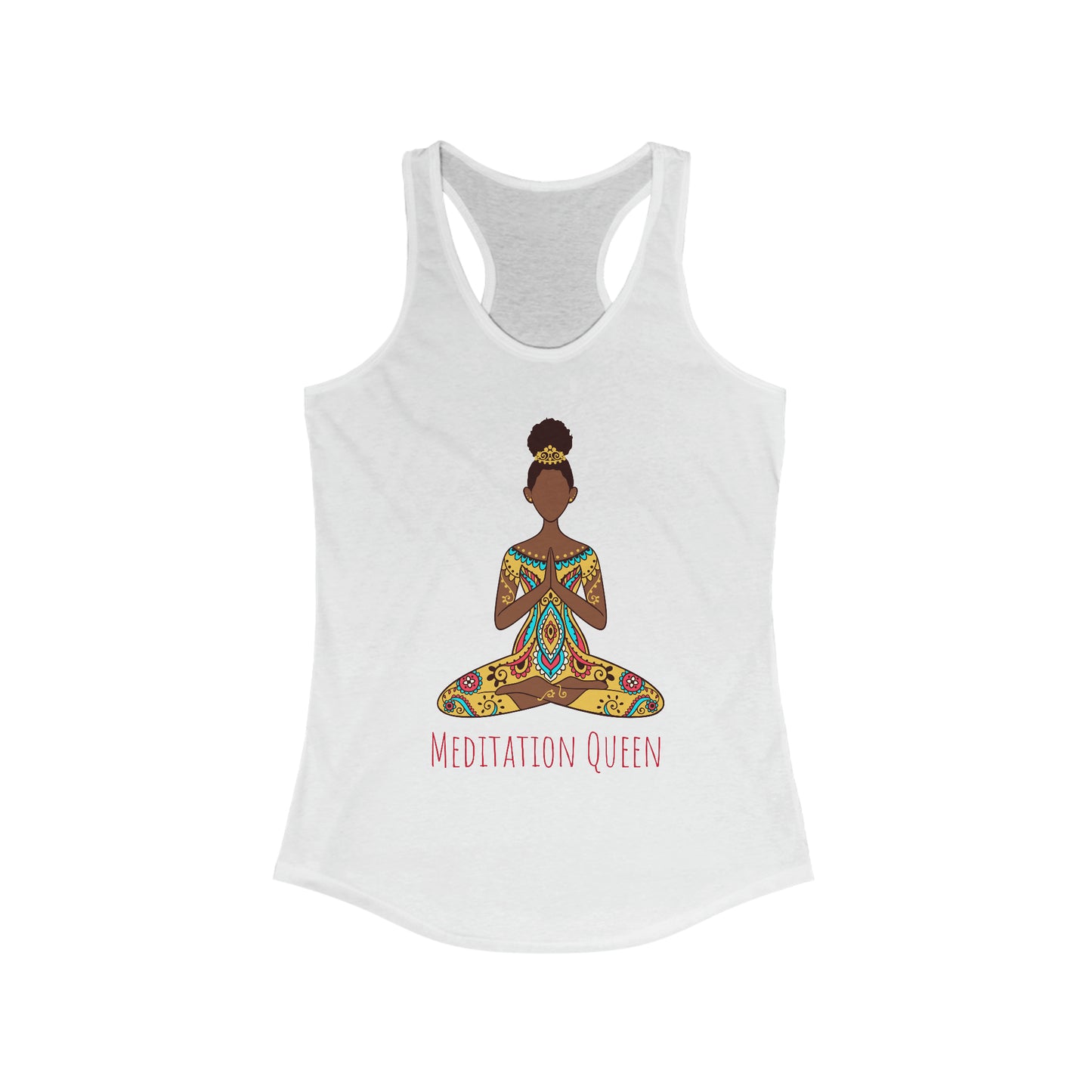 Women's Ideal Racerback Tank - African American Meditation Queen