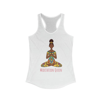 Women's Ideal Racerback Tank - African American Meditation Queen