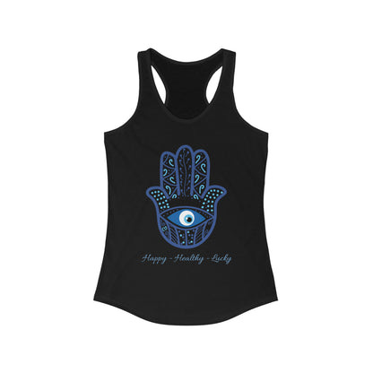 Women's Ideal Racerback Tank - Hamsa - Hand of God - Hand of Fatima - Protection - Happy - Healthy - Lucky