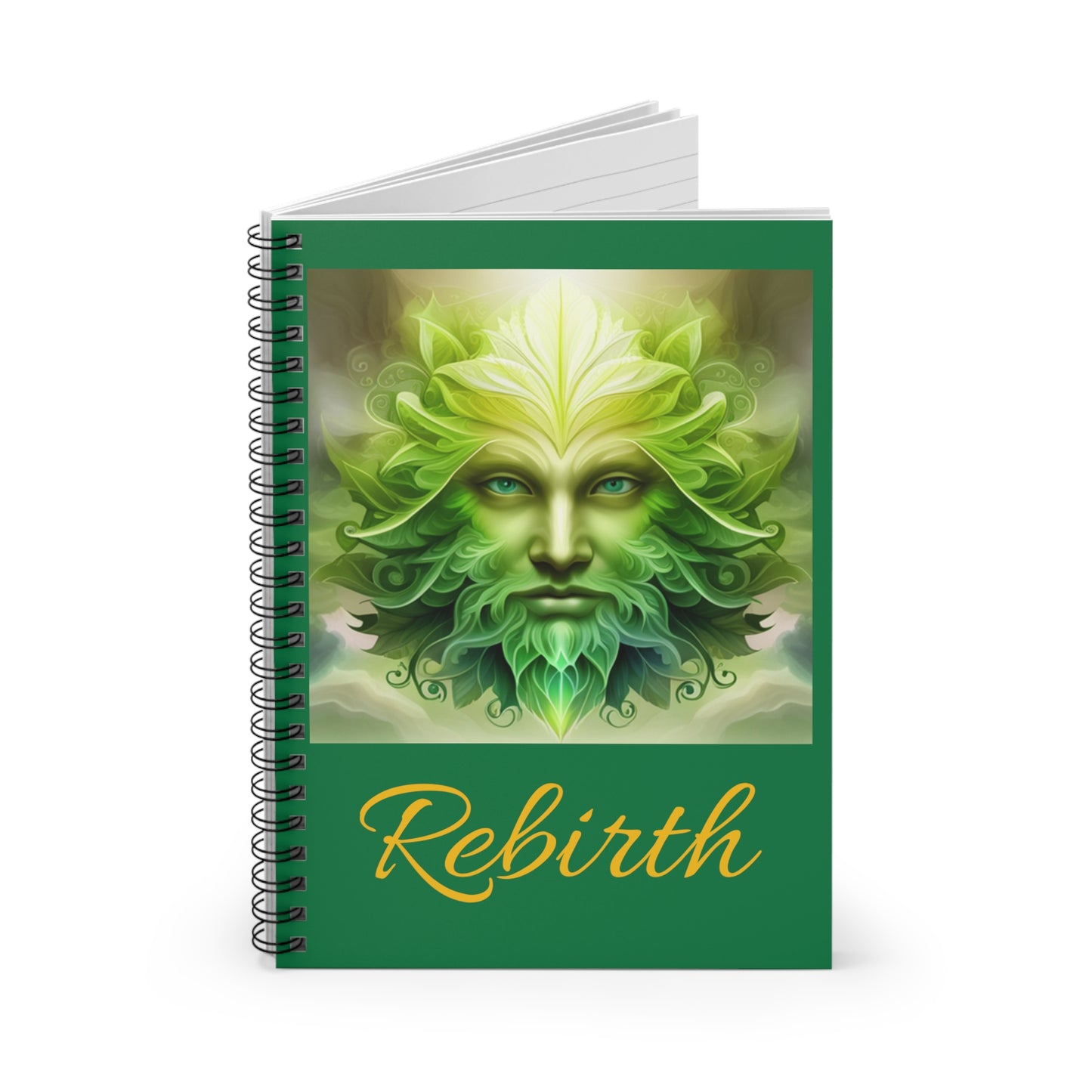 Spiral Notebook - Ruled Line - Green Man - rebirth