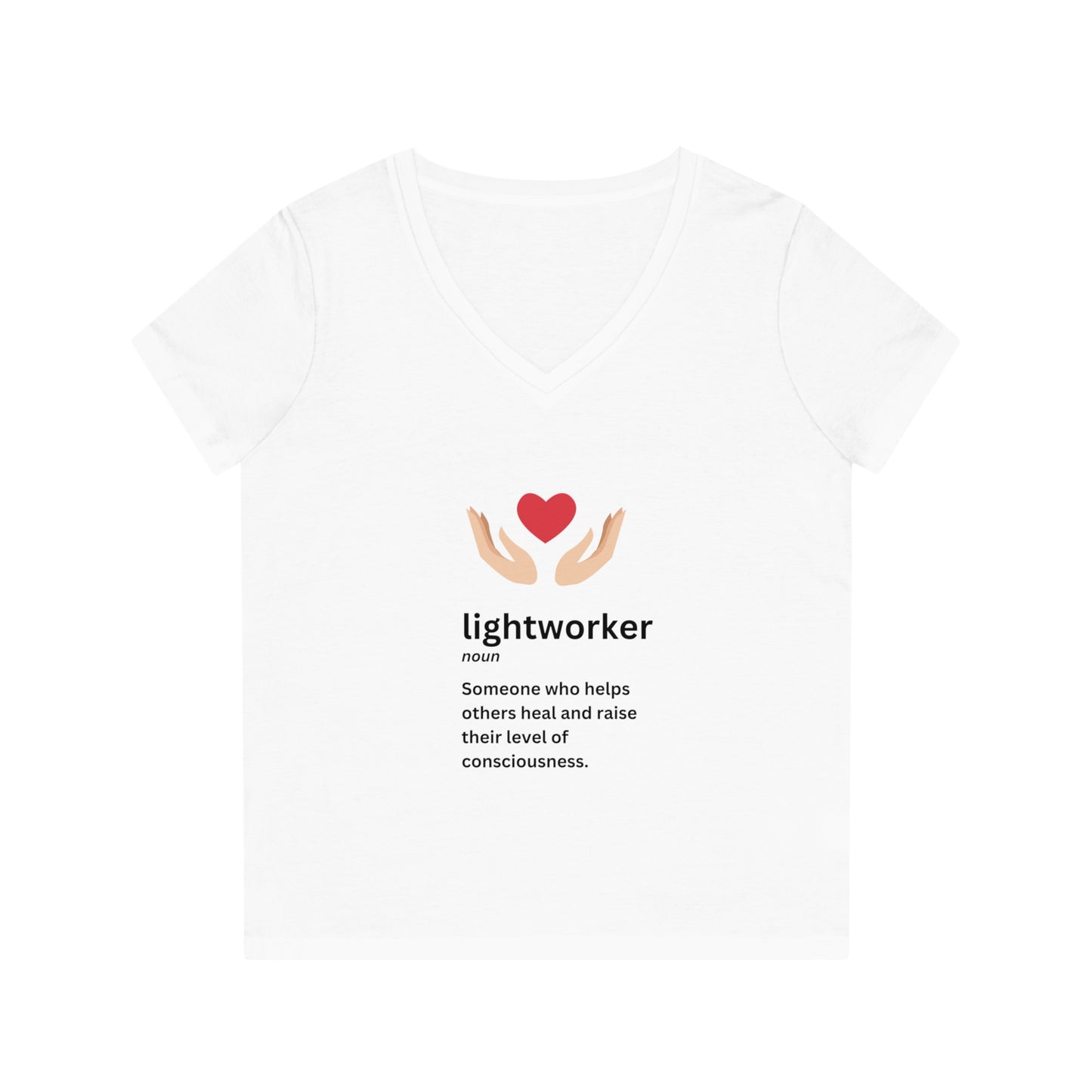 Women's Eco-friendly V-Neck T-Shirt - lightworker heart in hands