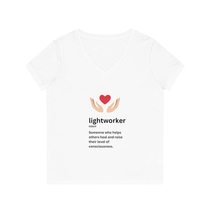 Women's Eco-friendly V-Neck T-Shirt - lightworker heart in hands
