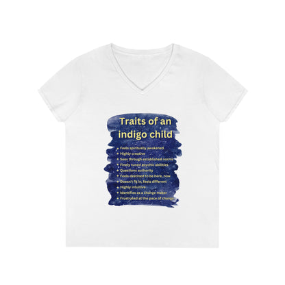 Ladies' V-Neck T-Shirt Slim Fit - Traits of an Indigo Child