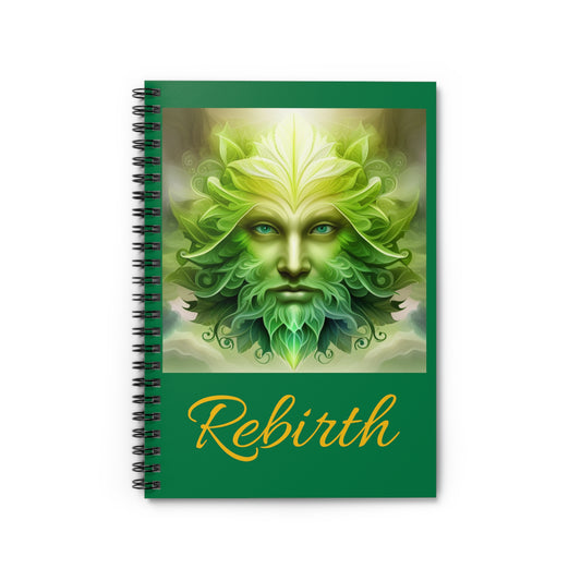 Spiral Notebook - Ruled Line - Green Man - rebirth
