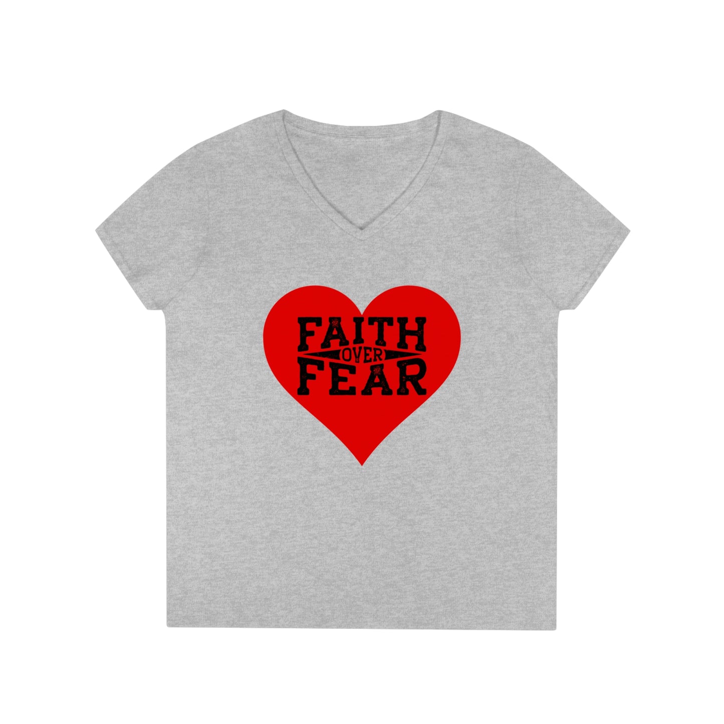 Ladies' V-Neck T-Shirt Slim Fit - Faith over Fear