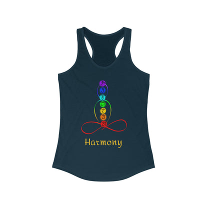 Women's Ideal Racerback Tank - Chakra over outlined body - Harmony