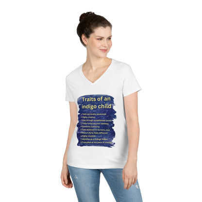 Ladies' V-Neck T-Shirt Slim Fit - Traits of an Indigo Child