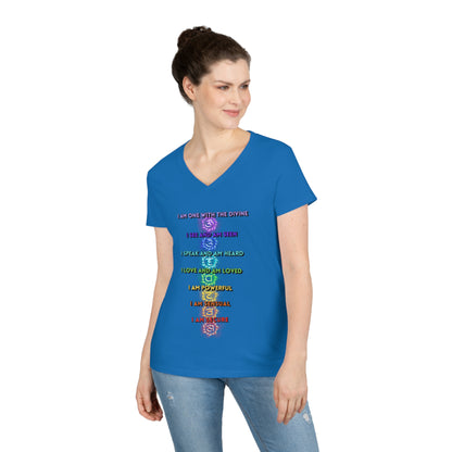 Ladies' V-Neck T-Shirt Slim Fit - I am One with the Divine