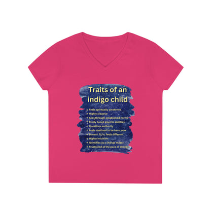 Ladies' V-Neck T-Shirt Slim Fit - Traits of an Indigo Child