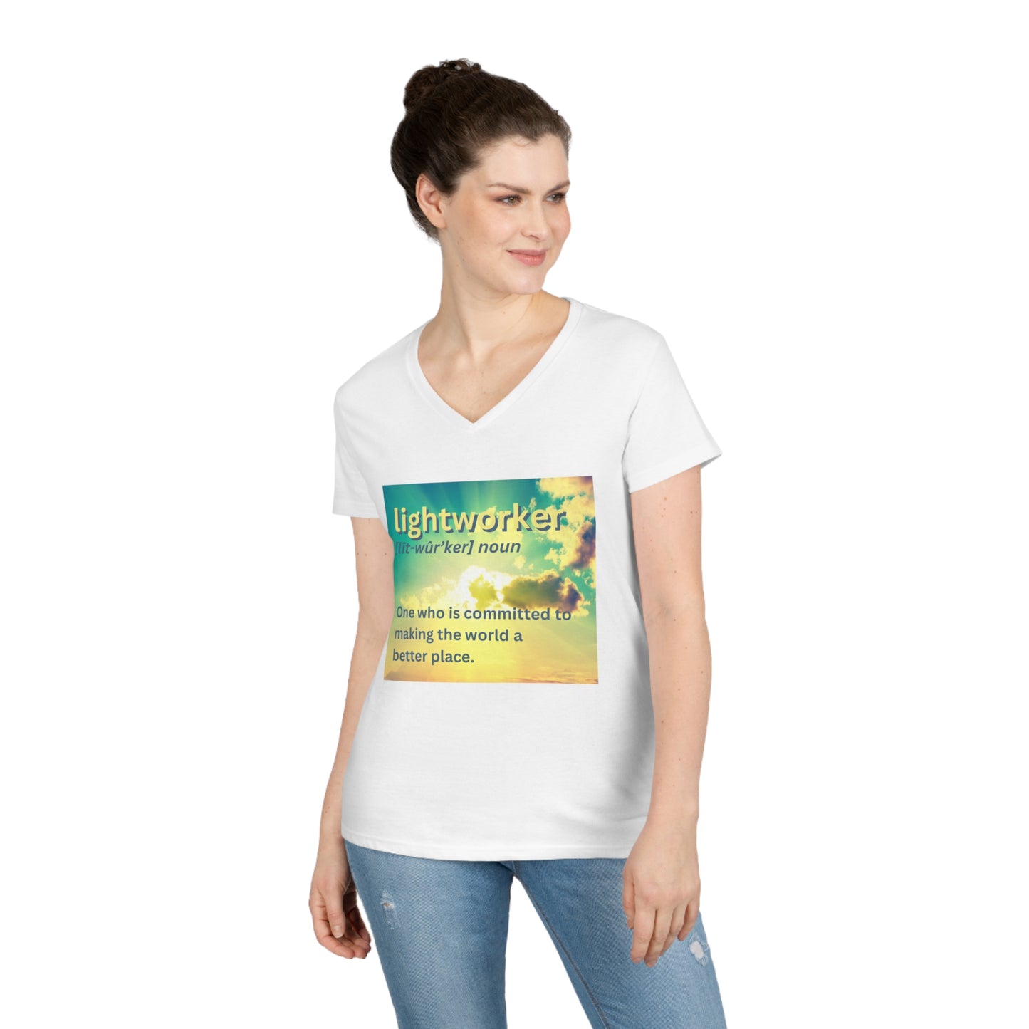 Ladies' V-Neck T-Shirt Slim Fit - Lightworker Definition