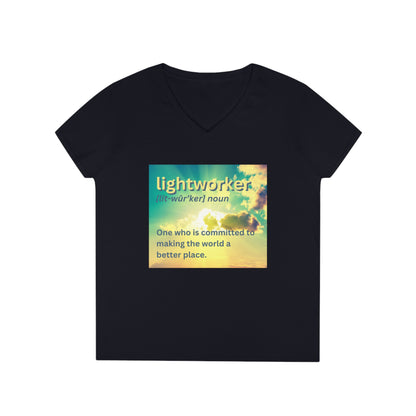 Ladies' V-Neck T-Shirt Slim Fit - Lightworker Definition