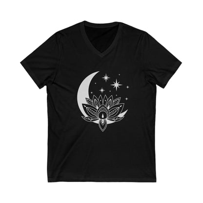 Lotus Moon Unisex Jersey Short Sleeve V-Neck Tee