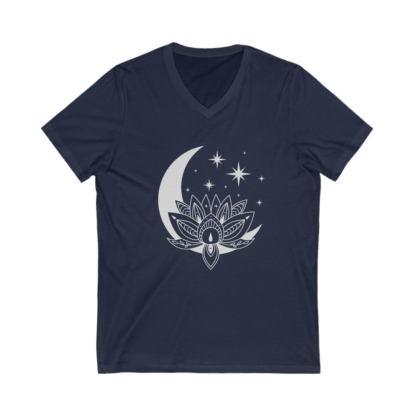 Lotus Moon Unisex Jersey Short Sleeve V-Neck Tee