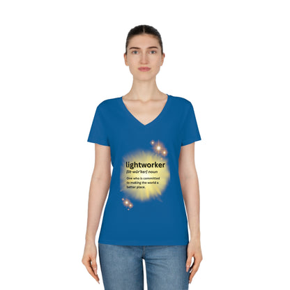 Women's Eco-Friendly V-Neck T-Shirt - lightworker defined sunburst