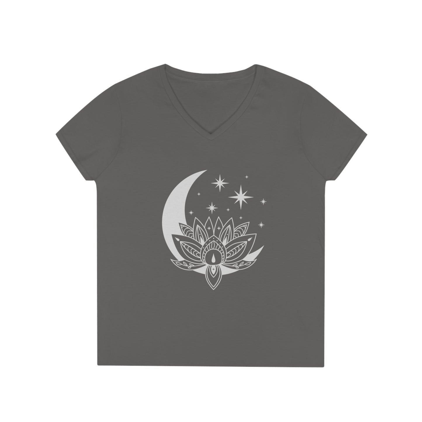Ladies' V-Neck T-Shirt Slim Fit - Lotus Moon
