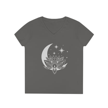 Ladies' V-Neck T-Shirt Slim Fit - Lotus Moon