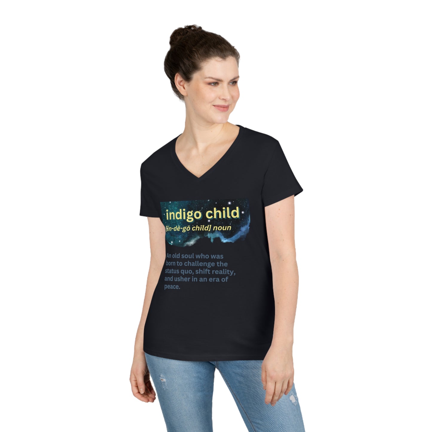 Ladies' V-Neck T-Shirt Slim Fit - Indigo Child