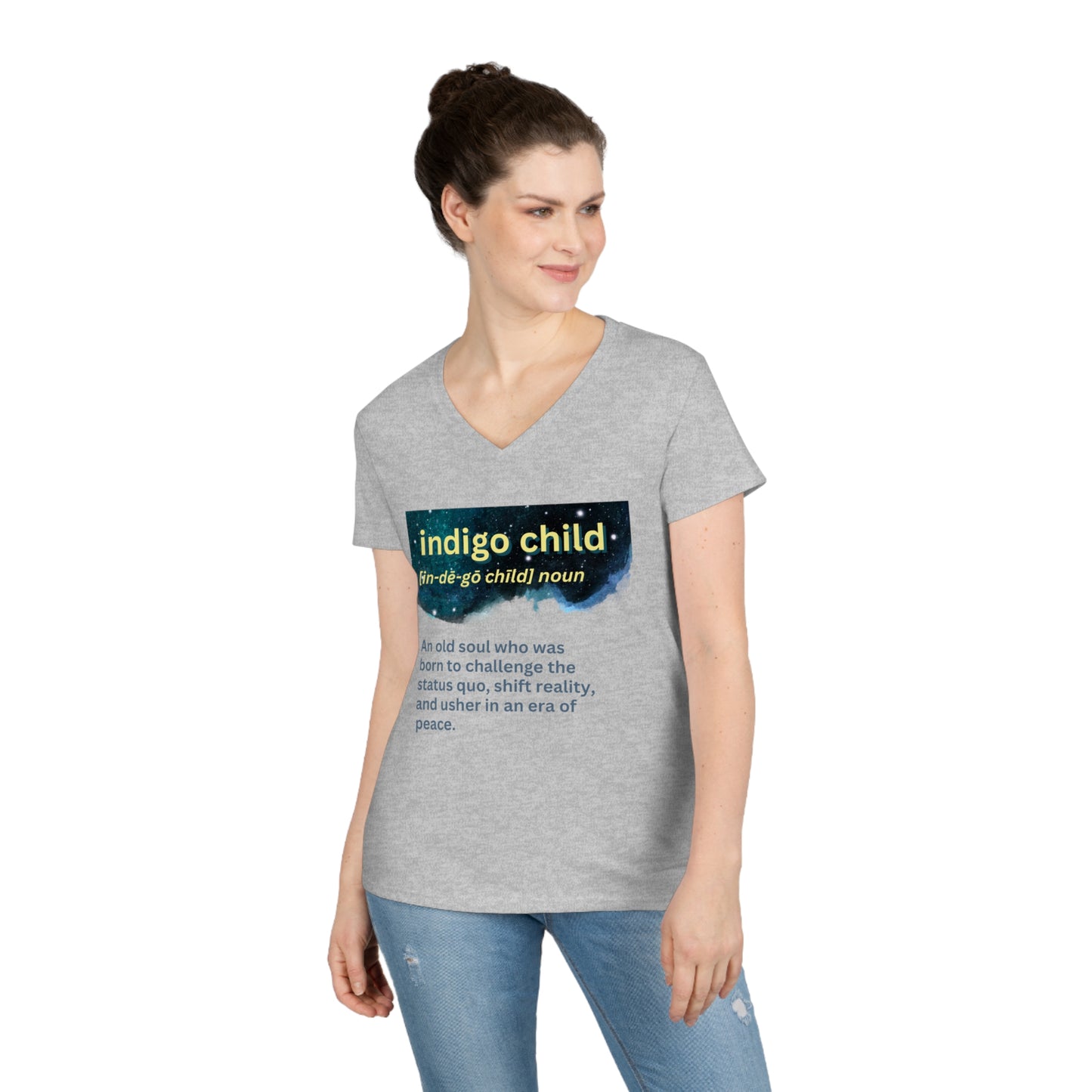 Ladies' V-Neck T-Shirt Slim Fit - Indigo Child