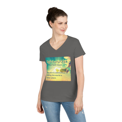 Ladies' V-Neck T-Shirt Slim Fit - Lightworker Definition