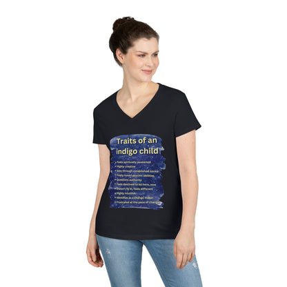Ladies' V-Neck T-Shirt Slim Fit - Traits of an Indigo Child