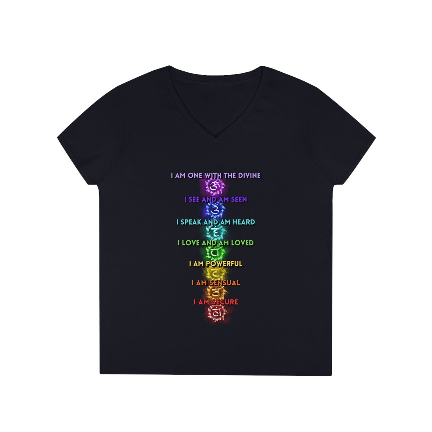 Ladies' V-Neck T-Shirt Slim Fit - I am One with the Divine