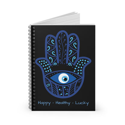 Spiral Notebook - Ruled Line - Hand of Fatima - Hamsa - Happy - Healthy - Lucky