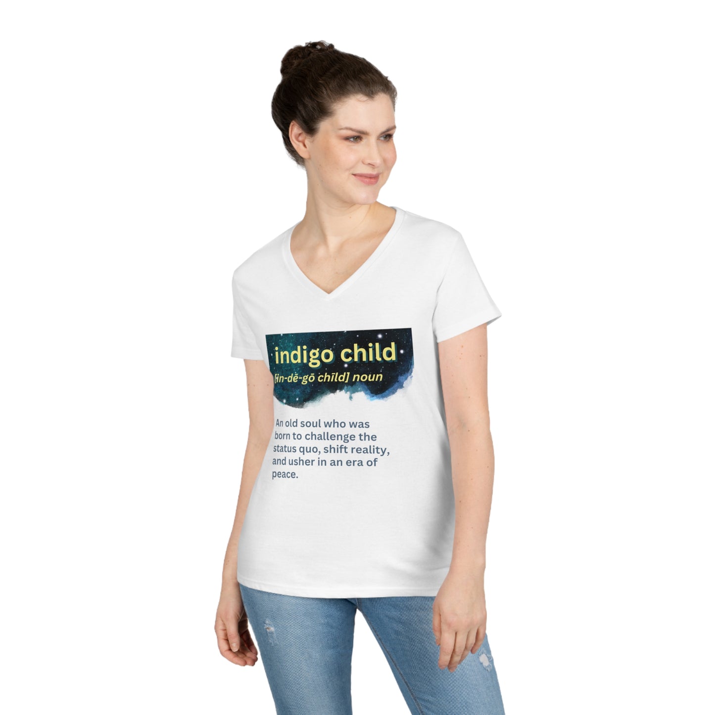 Ladies' V-Neck T-Shirt Slim Fit - Indigo Child