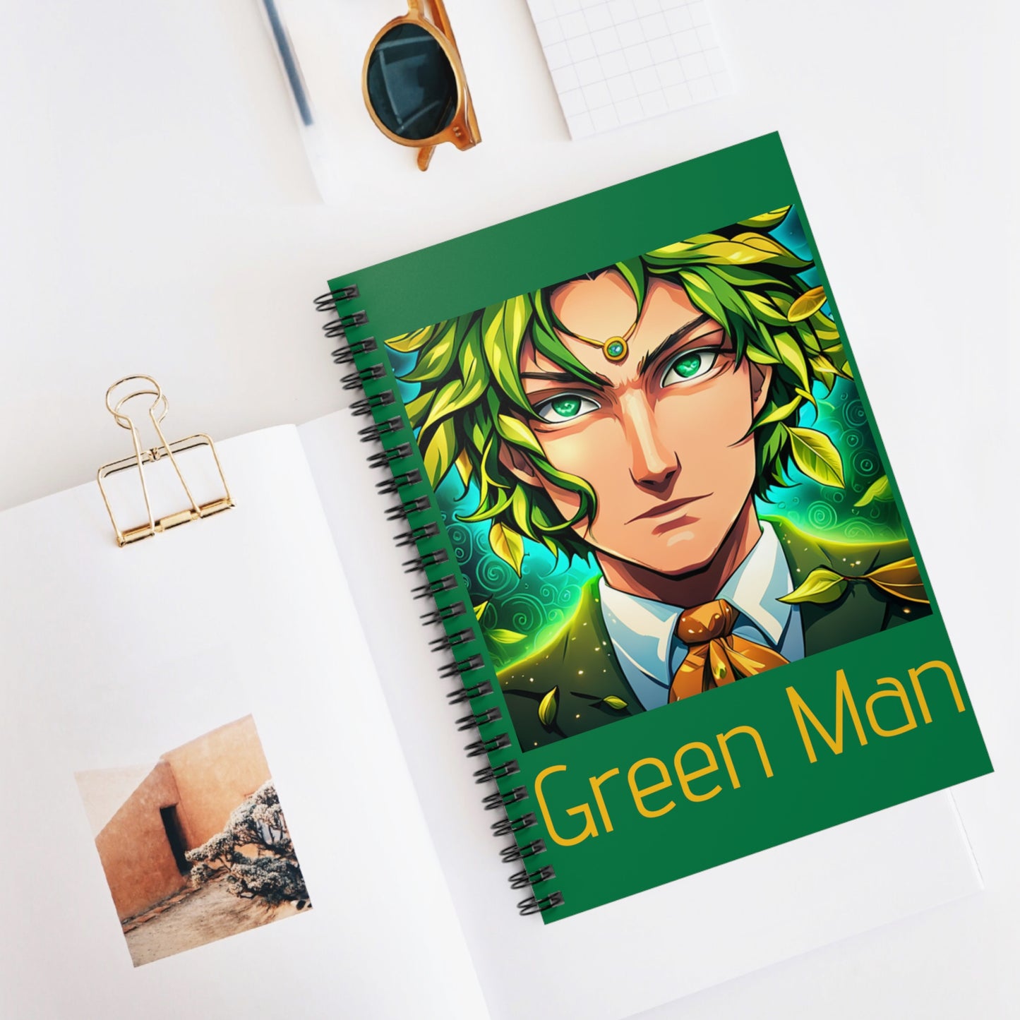 Spiral Notebook - Ruled Line - Green Man anime