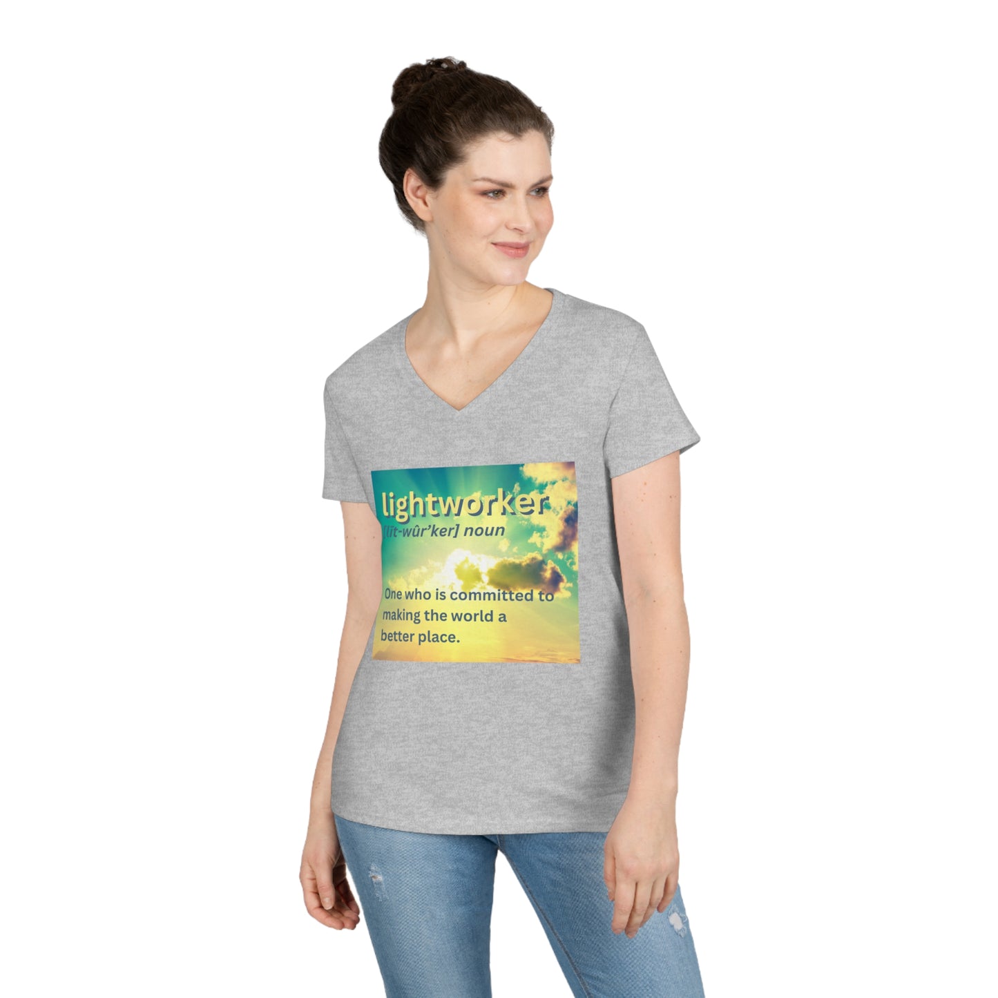 Ladies' V-Neck T-Shirt Slim Fit - Lightworker Definition