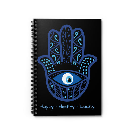 Spiral Notebook - Ruled Line - Hand of Fatima - Hamsa - Happy - Healthy - Lucky