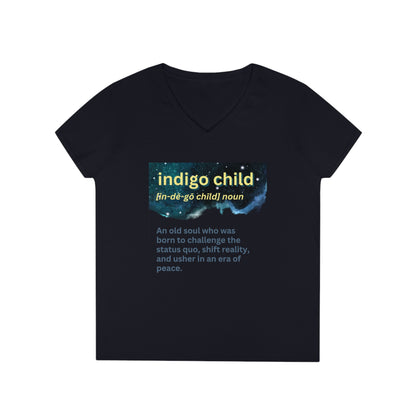 Ladies' V-Neck T-Shirt Slim Fit - Indigo Child