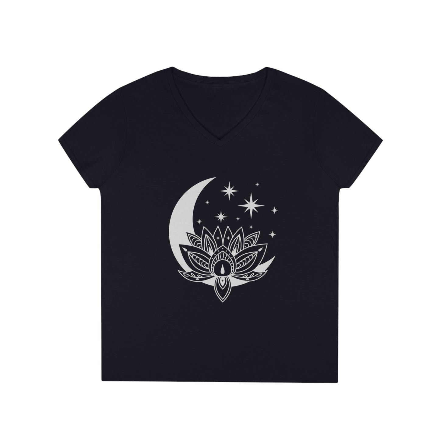 Ladies' V-Neck T-Shirt Slim Fit - Lotus Moon
