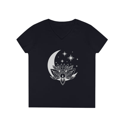 Ladies' V-Neck T-Shirt Slim Fit - Lotus Moon