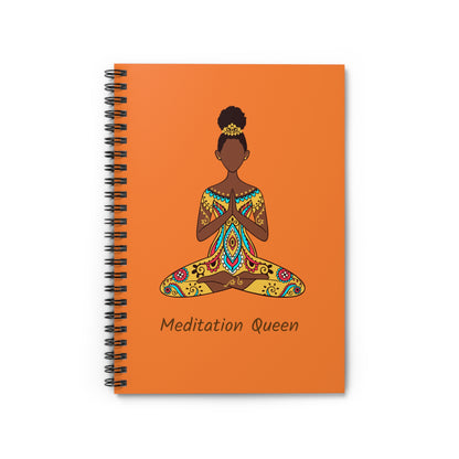 Spiral Notebook - Ruled Line - African American Meditation Queen - orange