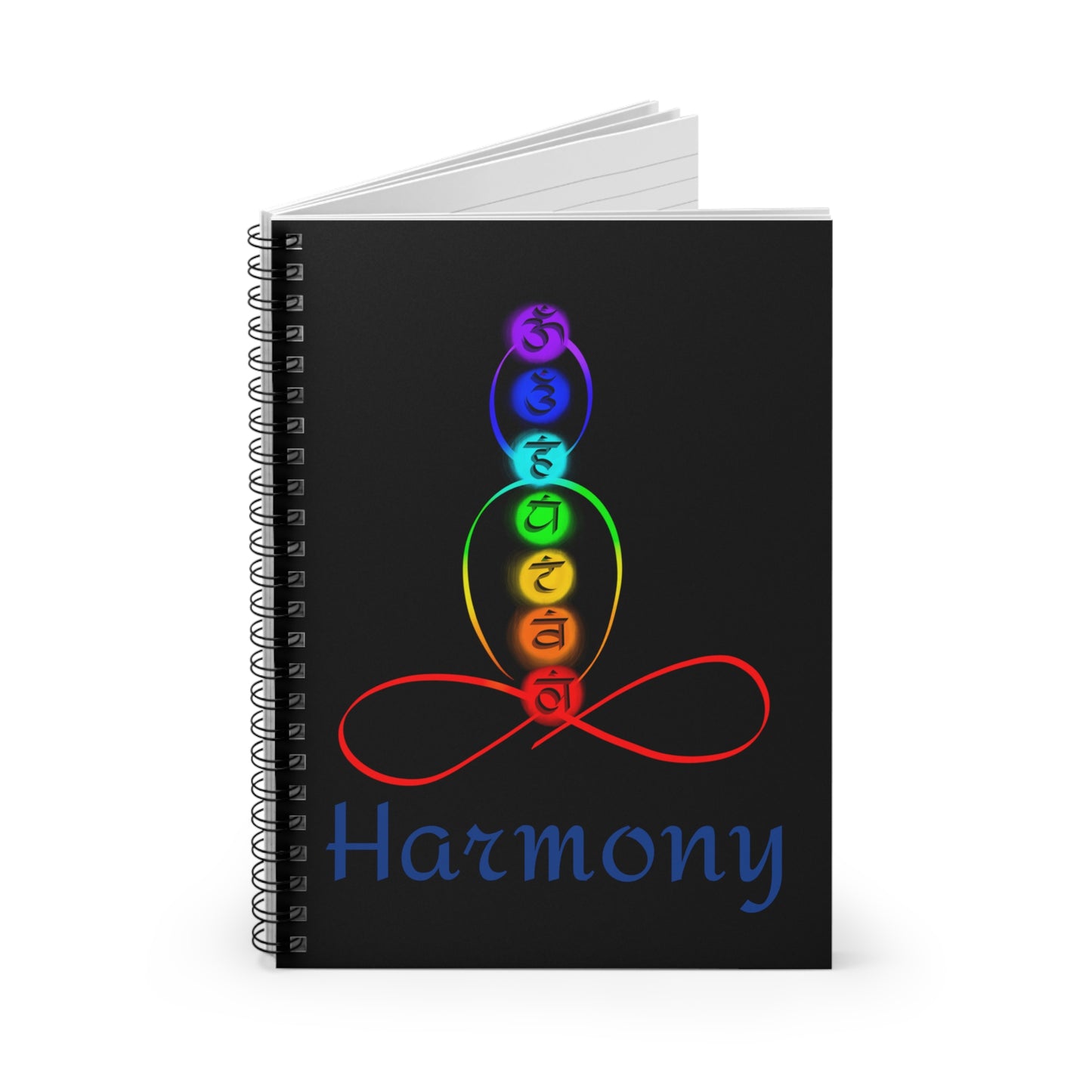 Spiral Notebook - Ruled Line - Chakra over outlined body - harmony