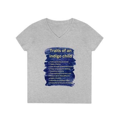 Ladies' V-Neck T-Shirt Slim Fit - Traits of an Indigo Child