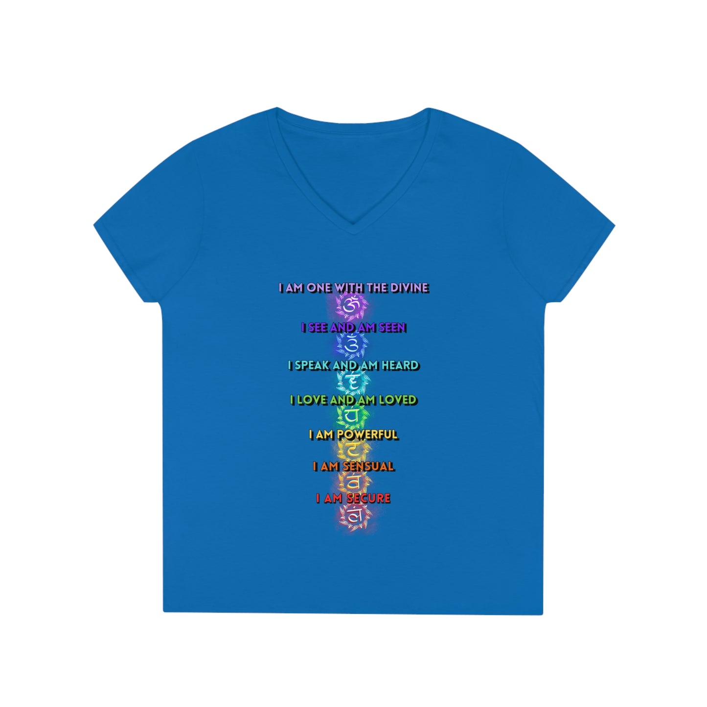 Ladies' V-Neck T-Shirt Slim Fit - I am One with the Divine