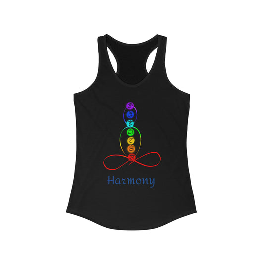Women's Ideal Racerback Tank - Chakra over outlined body - Harmony