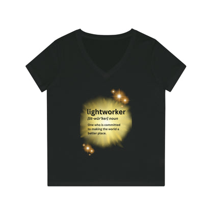 Women's Eco-Friendly V-Neck T-Shirt - lightworker defined sunburst