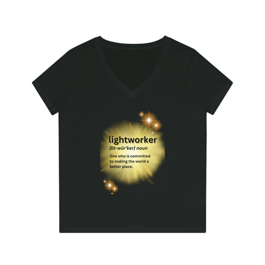 Women's Eco-Friendly V-Neck T-Shirt - lightworker defined sunburst