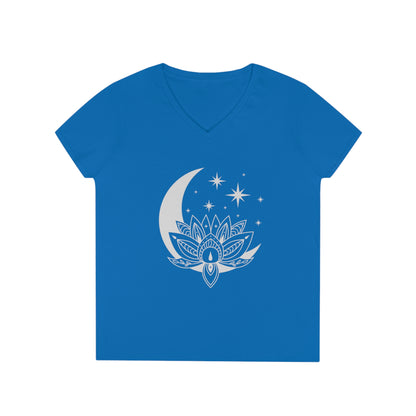 Ladies' V-Neck T-Shirt Slim Fit - Lotus Moon