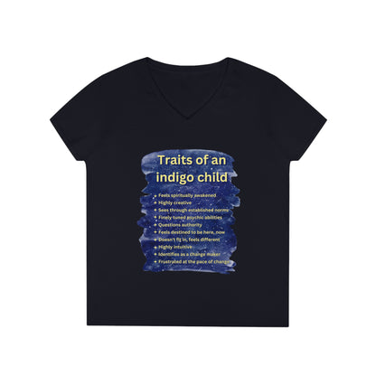 Ladies' V-Neck T-Shirt Slim Fit - Traits of an Indigo Child