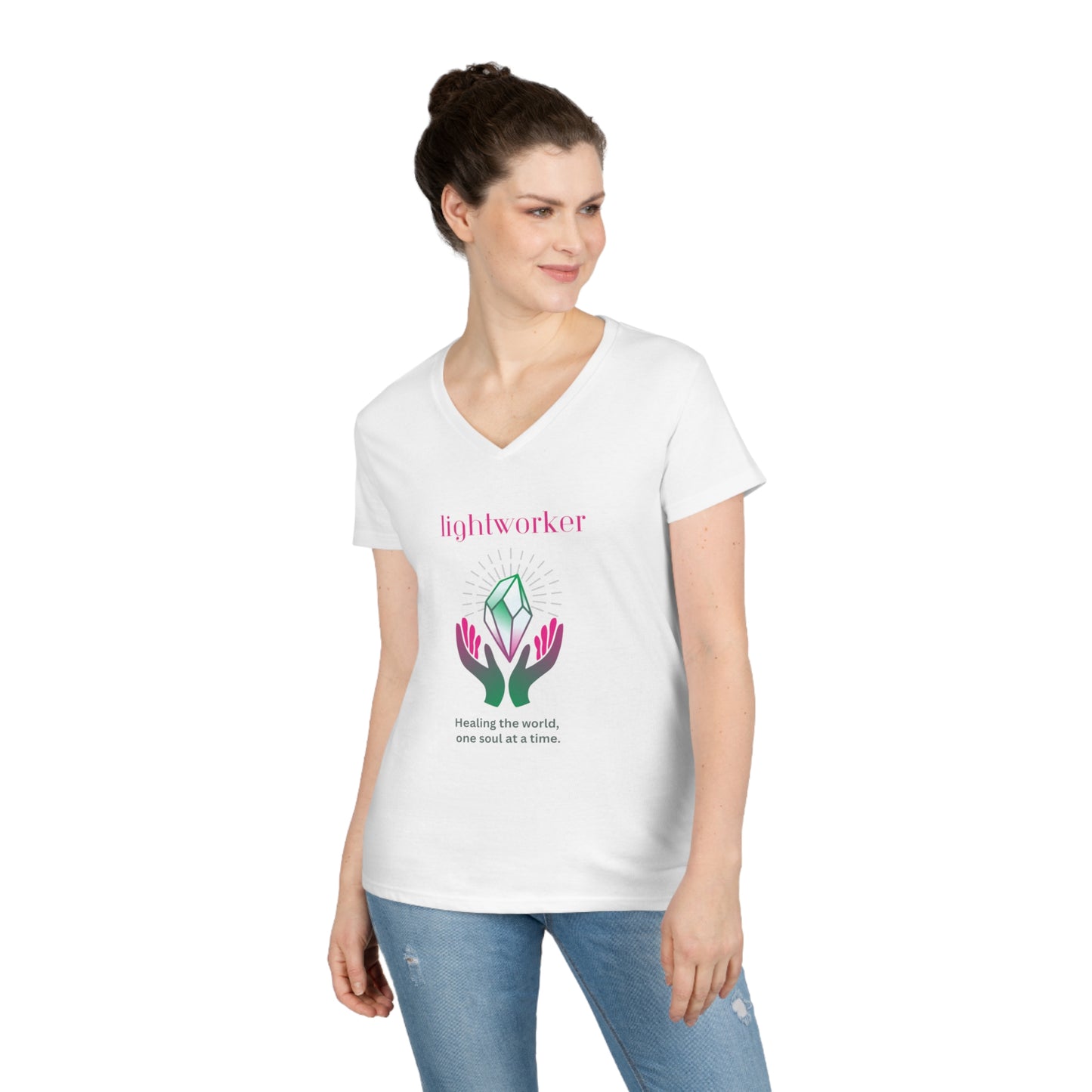 Ladies' V-Neck T-Shirt Slim Fit - Lightworker