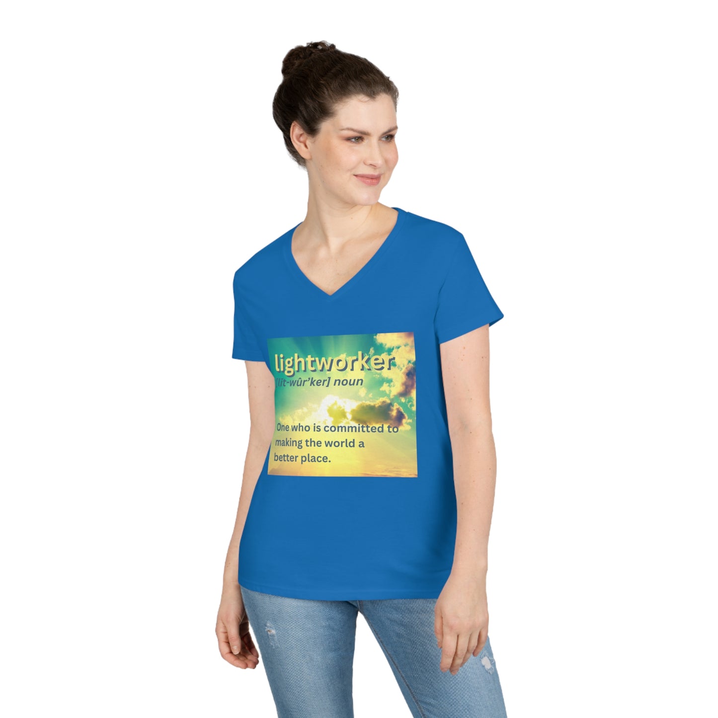Ladies' V-Neck T-Shirt Slim Fit - Lightworker Definition