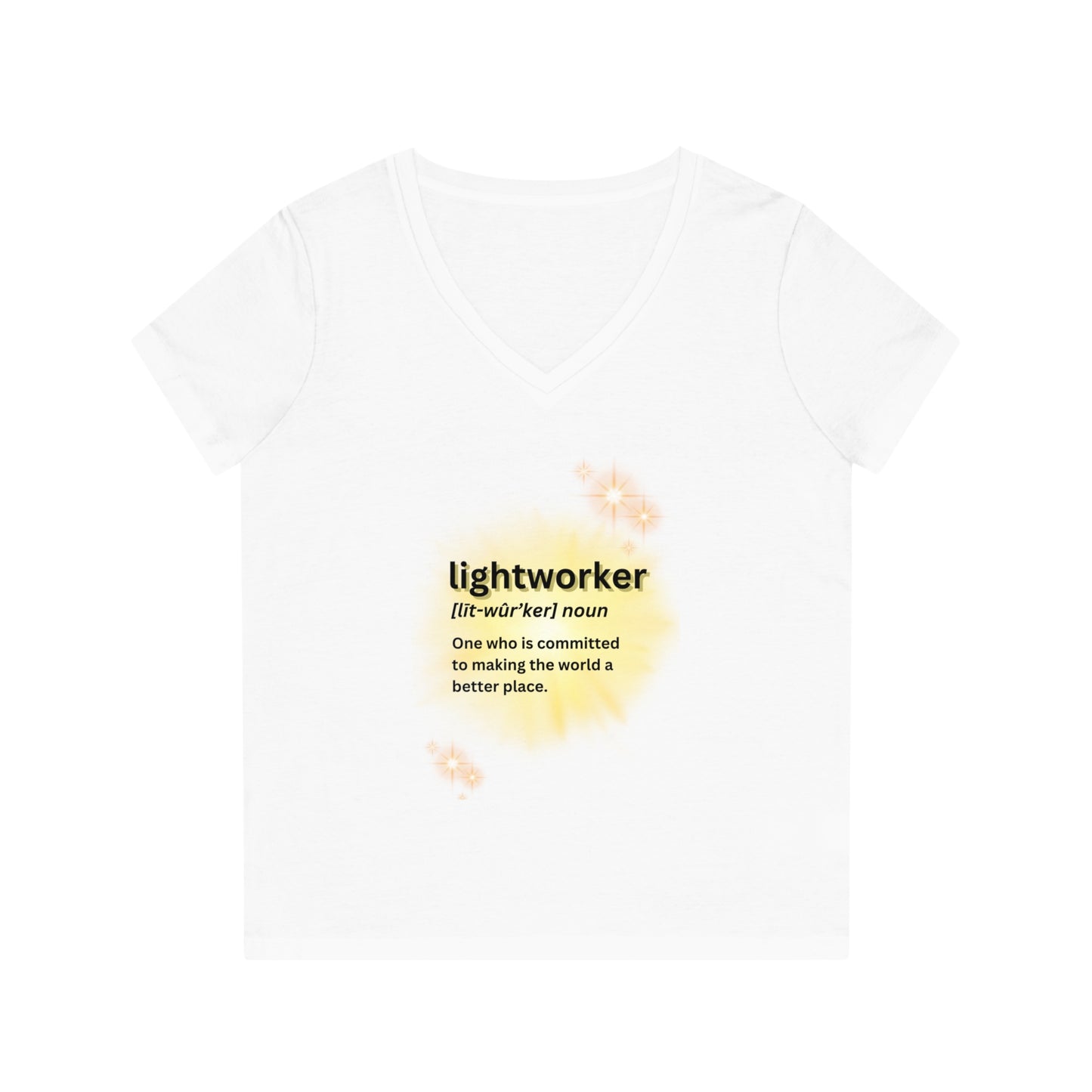 Women's Eco-Friendly V-Neck T-Shirt - lightworker defined sunburst
