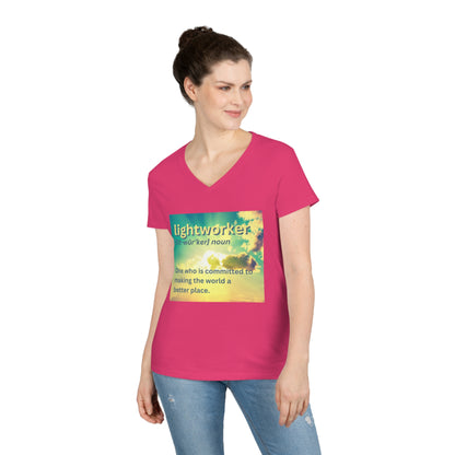 Ladies' V-Neck T-Shirt Slim Fit - Lightworker Definition