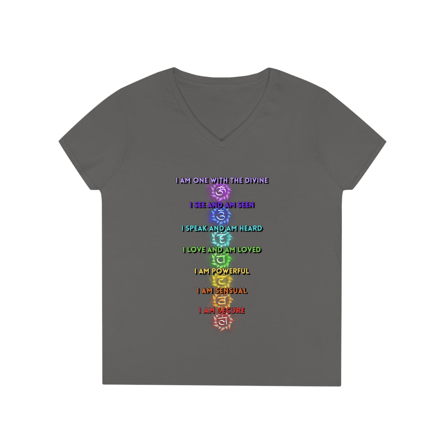 Ladies' V-Neck T-Shirt Slim Fit - I am One with the Divine